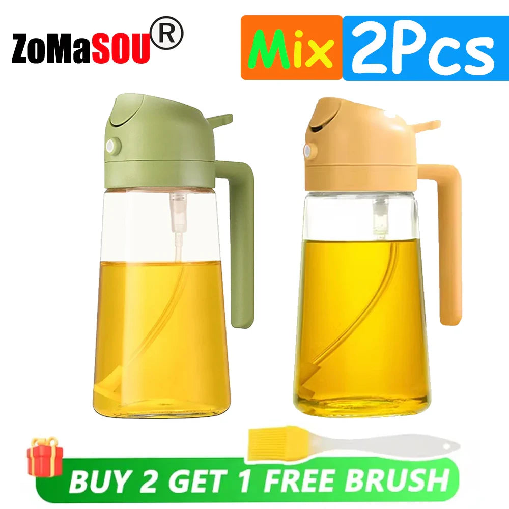 1-4Pc 2-in-1 Sprayer Pourer Oil Empty Bottle Plastic Oil Container Dispenser Vaporizer Kitchen Barbecue Camping Cooking Utensils